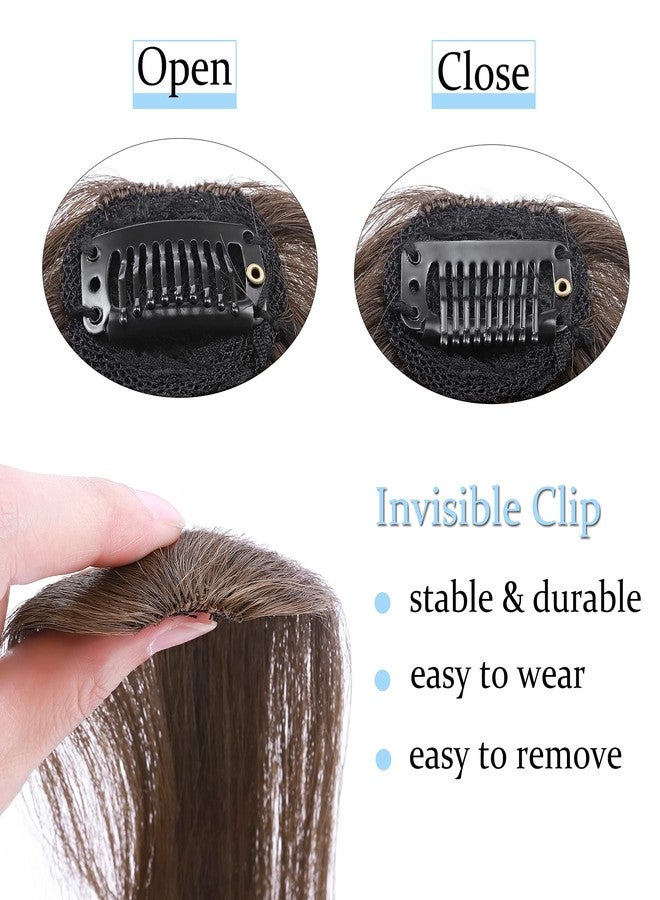 SEGO Side Bangs Clip in Bangs 100% Real Human Hair 10 inch 2PCS French Bangs Wave Fringe Swept Natural look Hair Piece 15g/Pcs-Medium Brown - Image 3